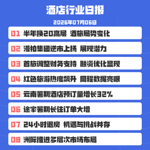 26/7/6 途家数据显示,暑假连住15天及以上订单增22%,云南、贵州增长尤为显著