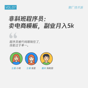 Vol.07 非科班程序员：卖电商模板，副业月入5k