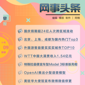 1009早报｜国庆假期出游数据发布；特斯拉最便宜车型Model 3标准版亮相
