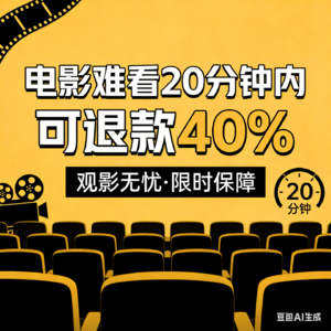 电影院后悔药，电影难看20分钟内可退款40%