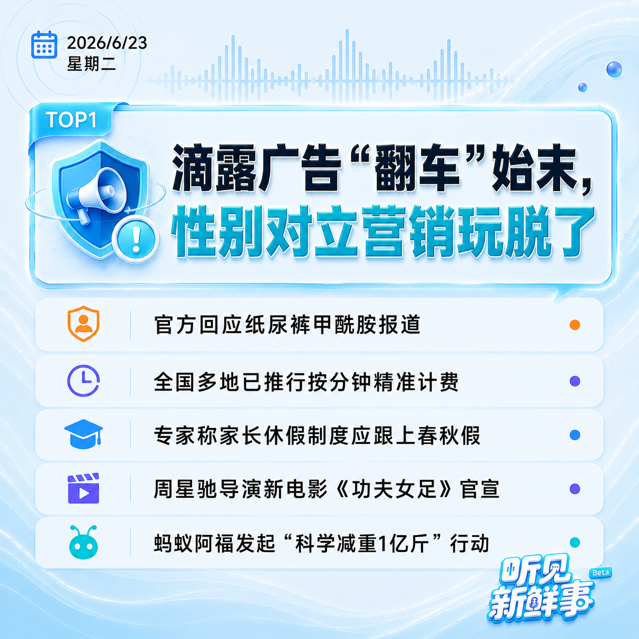 0623｜滴露广告“翻车”始末;官方回应纸尿裤甲酰胺报道;多地推行按分钟计停车费 episode artwork