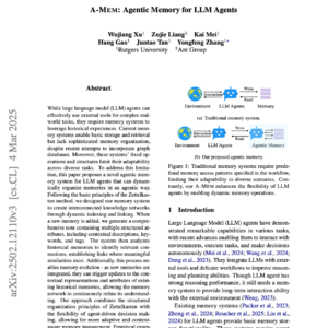 【第283期】（中文）A-MEM：基于Agent的内存系统