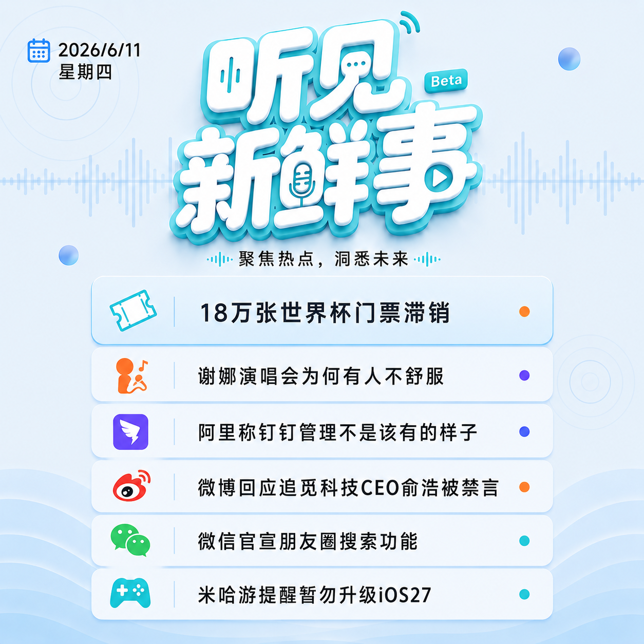 0611｜18万张世界杯门票滞销;谢娜演唱会为何有人不舒服;微信官宣朋友圈搜索功能 episode artwork