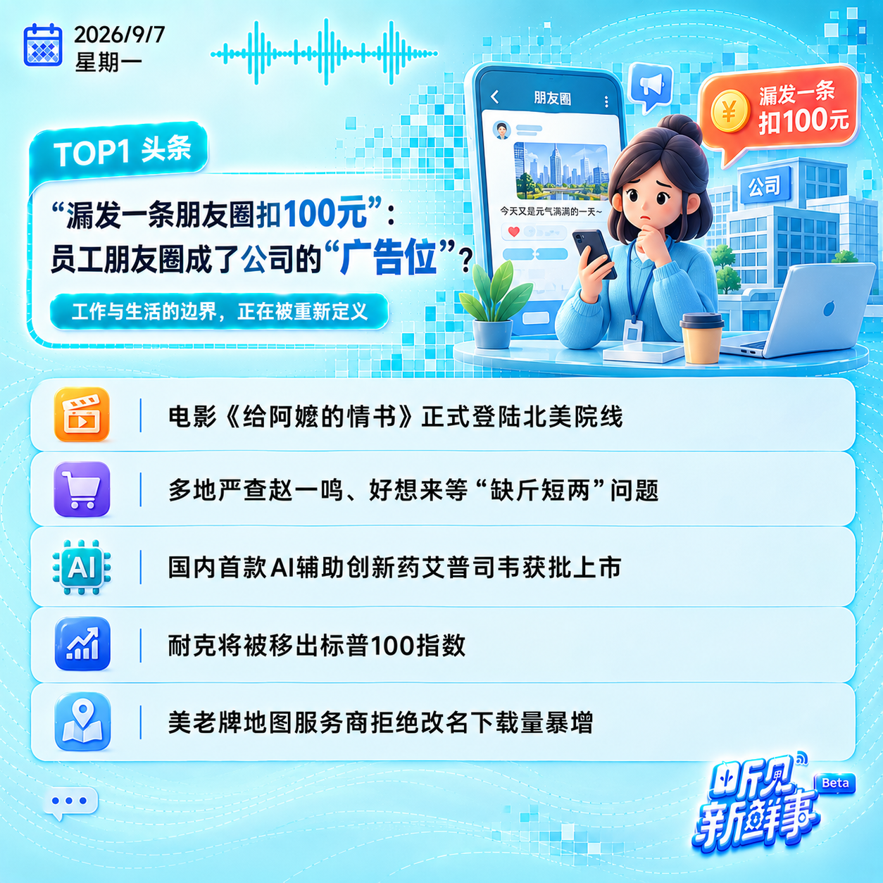 0907｜公司强制员工发朋友圈;多地严查赵一鸣等;美式咖啡改名加式咖啡 episode artwork