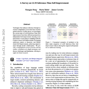 【第116期】LLM Inference-Time自我提升综述