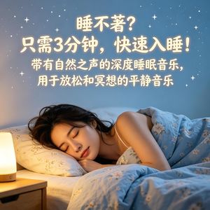 睡不着？只需3分钟，快速入睡！带有自然之声的深度睡眠音乐，用于放松和冥想的平静音乐！