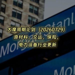 20260729-大摩周期论剑：原材料、交运、保险、电力设备行业更新