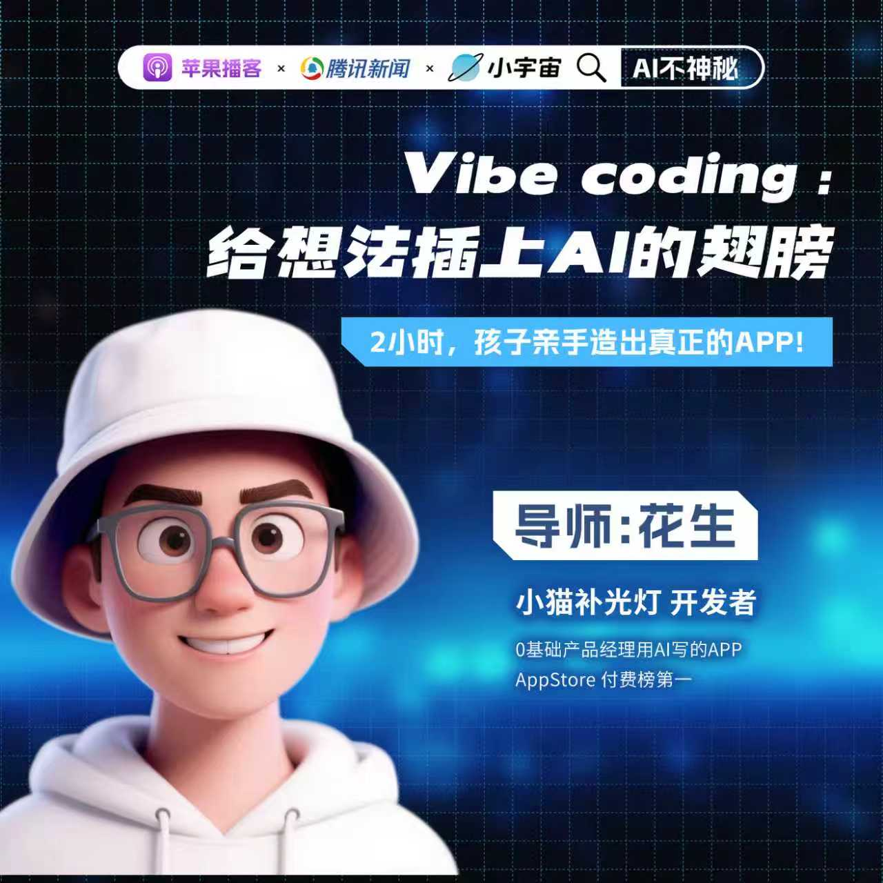 S1E2-Vibe coding AI编程课：编程小白“花生”1小时登顶App Store，普通人如何复制他的成功？ episode artwork