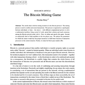 【第379期】(Ledger)比特币挖矿博弈论:为何2016年理性矿工本应“挖空块”?