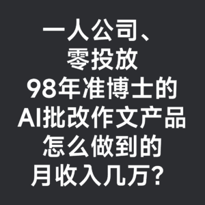 01-98年准博士,1人0投放,做出几万月收的AI教育产品
