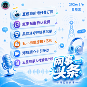 0506热点｜豆包将增付费订阅;红果短剧否认收费;吴宜泽夺冠;海航顺心卡引争议