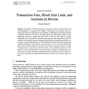 【第402期】(Ledger)比特币交易费的“拍卖”博弈:矿工如何根据用户价值分布确定最优区块大小(BSL)