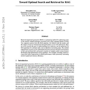 【第53期】Toward Optimal Search and Retrieval for RAG