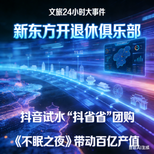 1.22文旅前哨-文旅 24 小时大事件：新东方开退休俱乐部、抖音试水 “抖省省” 团购、《不眠之夜》带动百亿产值