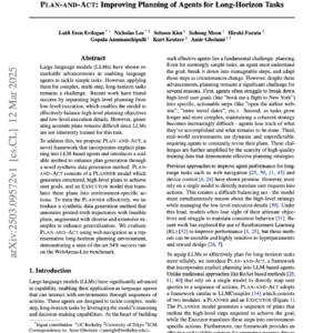 【第262期】PLAN-AND-ACT:Long-Horizon Tasks Plan Agents