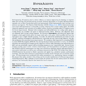 【第579期】HyperAgents:AI自主重写源码进化