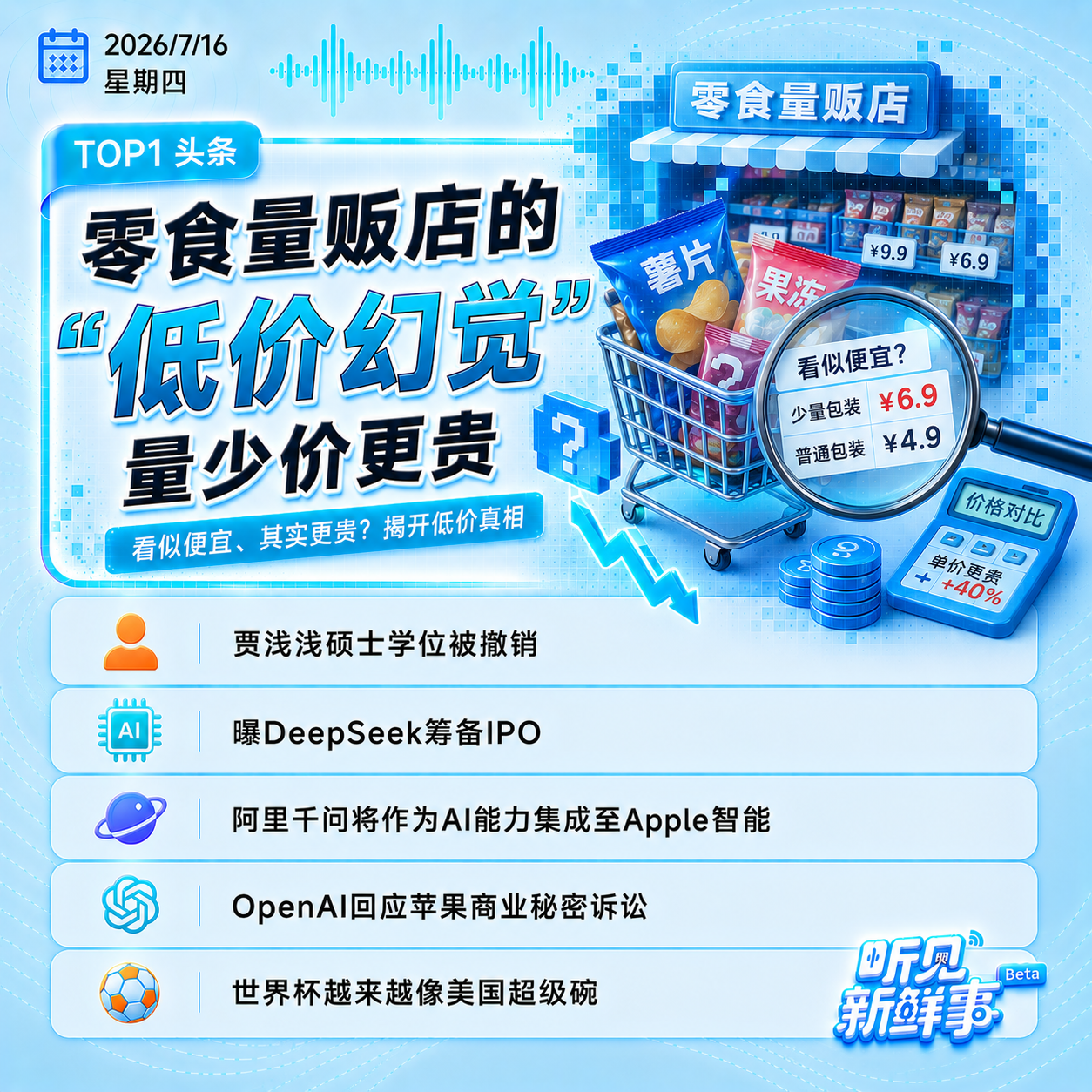 0716｜零食店的低价幻觉;贾浅浅硕士学位被撤销;苹果AI在中国完成备案 episode artwork