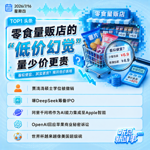 0716热点|零食店的低价幻觉;贾浅浅硕士学位被撤销;苹果AI在中国完成备案