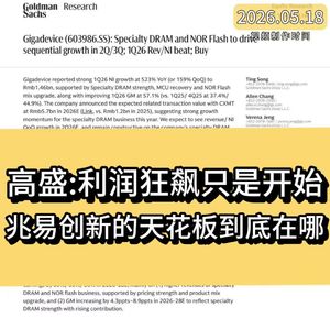 高盛：利润狂飙只是开始，兆易创新的天花板到底在哪？