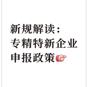 新规解读:专精特新企业申报政策
