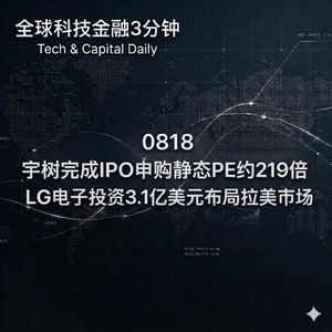 0818 宇树完成IPO申购静态PE约219倍 LG 电子投资 3.1 亿美元布局拉美市场