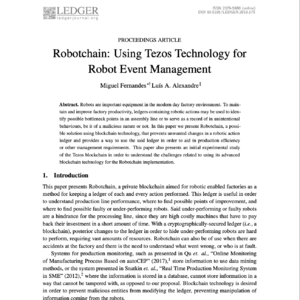 【第412期】(Ledger)Robotchain:用Tezos区块链打造工厂机器人“黑匣子”可行吗?性能瓶颈大揭秘