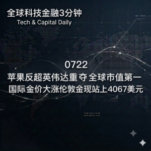 0722 苹果反超英伟达重夺全球市值第一 国际金价大涨伦敦金现站上4067美元