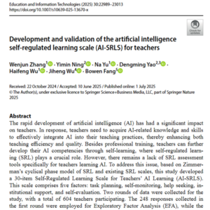 《教师人工智能自我调节学习量表的开发与验证》