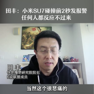田丰：小米SU7碰撞前2秒发报警，任何人都反应不过来