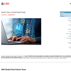 瑞银预警：滞胀压境，全球房地产赛道分化已成定局