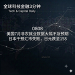 0808 美国7月非农就业数据大幅不及预期 日本干预汇市失败，日元跌至158