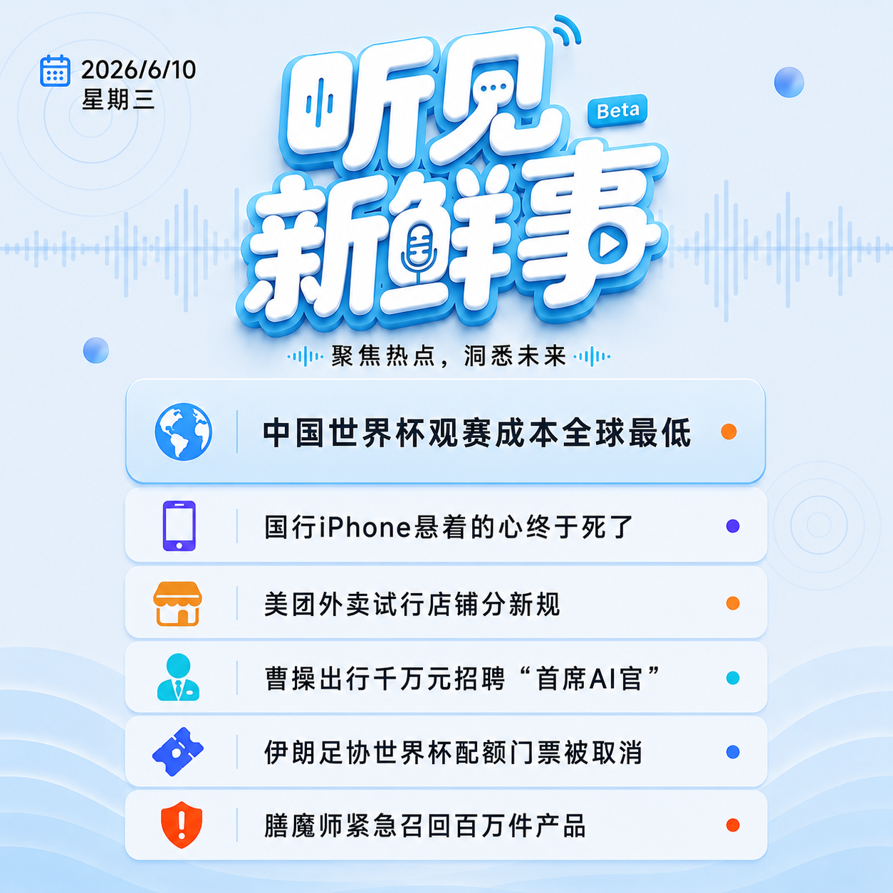 0610｜海外球迷吐槽世界杯看球税;国行iPhone悬着的心终于死了;曹操出行千万元招AI官 episode artwork
