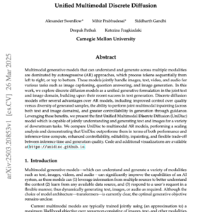 【第284期】（中文）UniDisc ：Unified Multimodal Discrete Diffusion