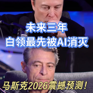 马斯克2026震撼预测：未来3年，白领最先被AI消灭！