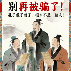 别再被骗了！孔子孟子荀子，根本不是一路人！