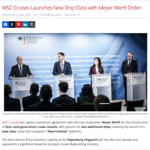 从困境到高光!德国迈尔造船厂满产到2035!MSC Cruises100亿欧下单造6艘超级邮轮!