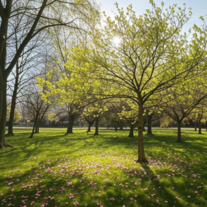 河边公园的风吹树叶的沙沙声