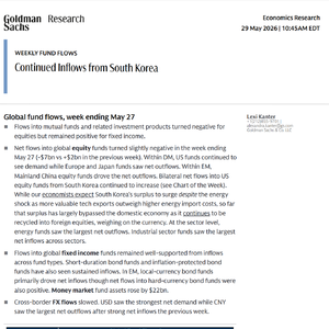 高盛2026年5月29日全球资金流向周报：韩国资金持续大举布局海外