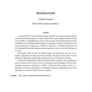 【第512期】Mimblewimble：一种可扩展且隐私的区块链支付系统方案