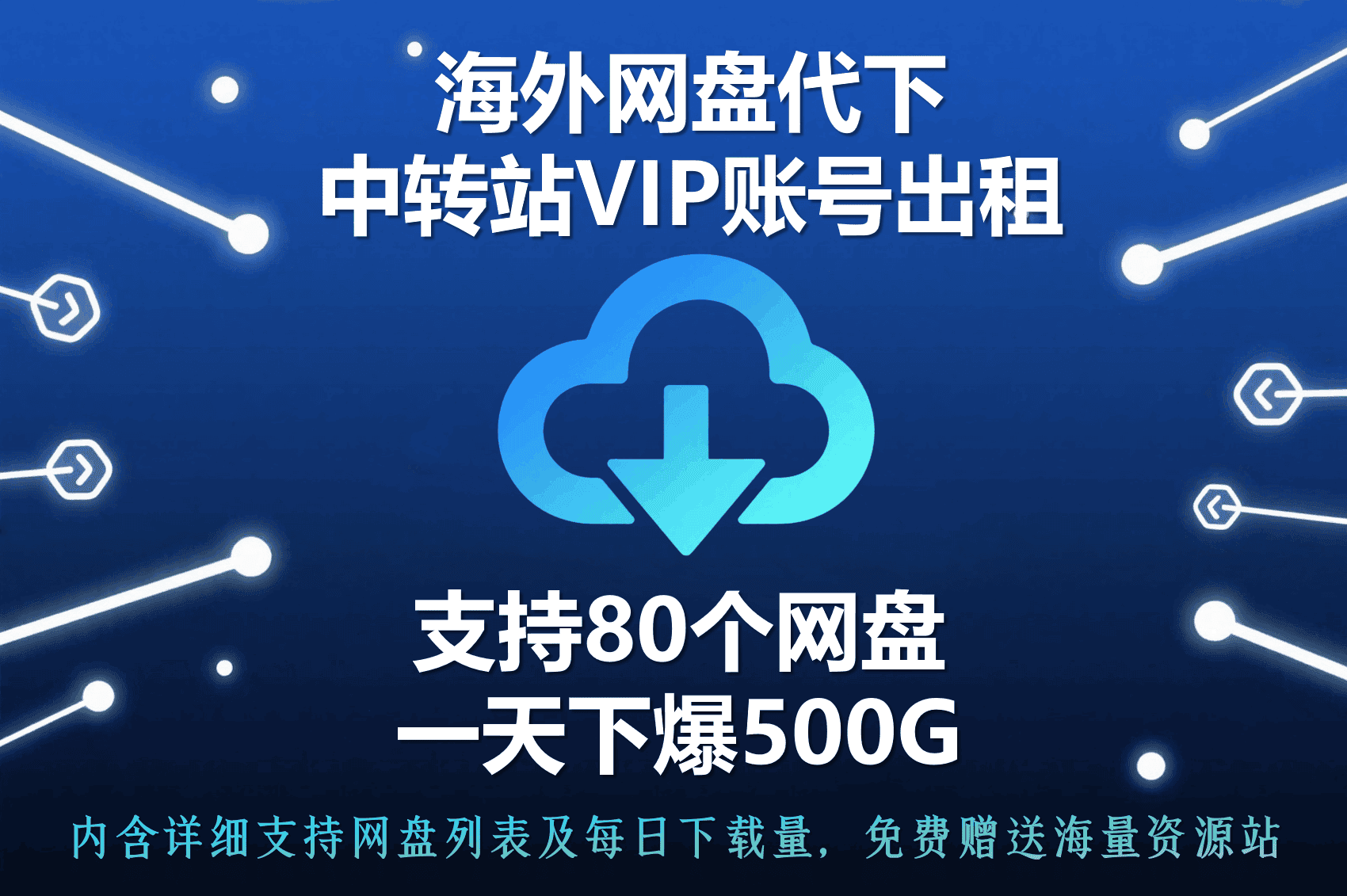 海外网盘解析代下，中转站VIP账号出租