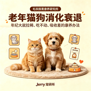 【毛孩肠胃康养研究所】 第 6 期 老年猫狗消化衰退|年纪大就拉稀、吃不动、吸收差的康养办法