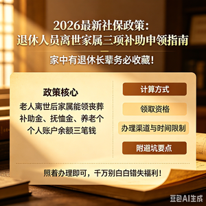 2026 最新社保政策：退休人员离世家属三项补助申领指南